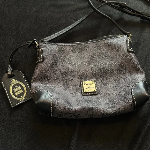 Disney Dooney & Bourke Haunted Mansion Wallpaper Crossbody Bag Gray RARE